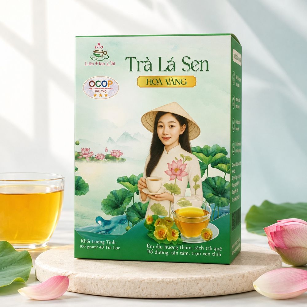Hộp Trà Lá Sen Hoa Vàng Liên Hoa Chi 40 túi lọc